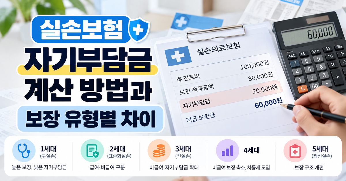 실손보험 자기부담금 계산 방법과 1~5세대 보장 유형별 차이