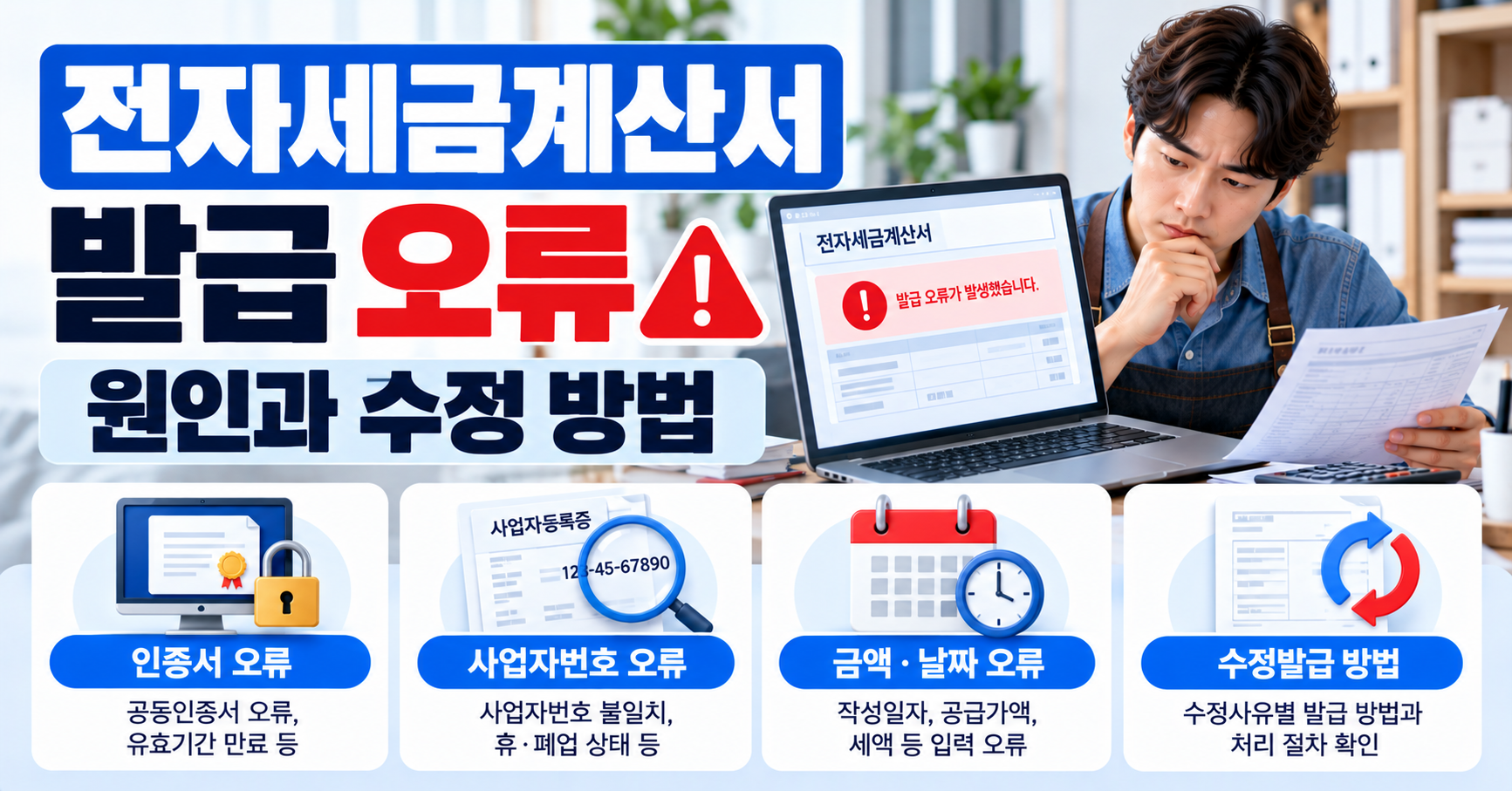 전자세금계산서 발급 오류가 발생하는 원인과 수정 방법
